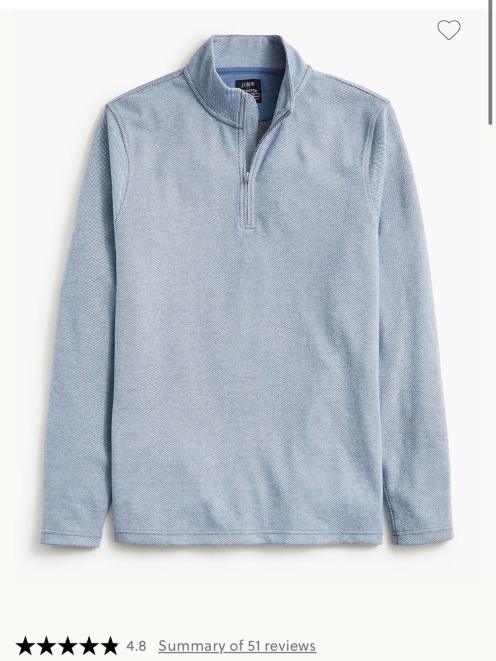 J. Crew Heathered Light Blue Quarter-Zip